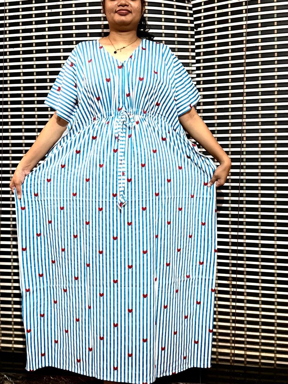 2026/08/94643-2.jpg Blue stripes Kaftan - Image 1