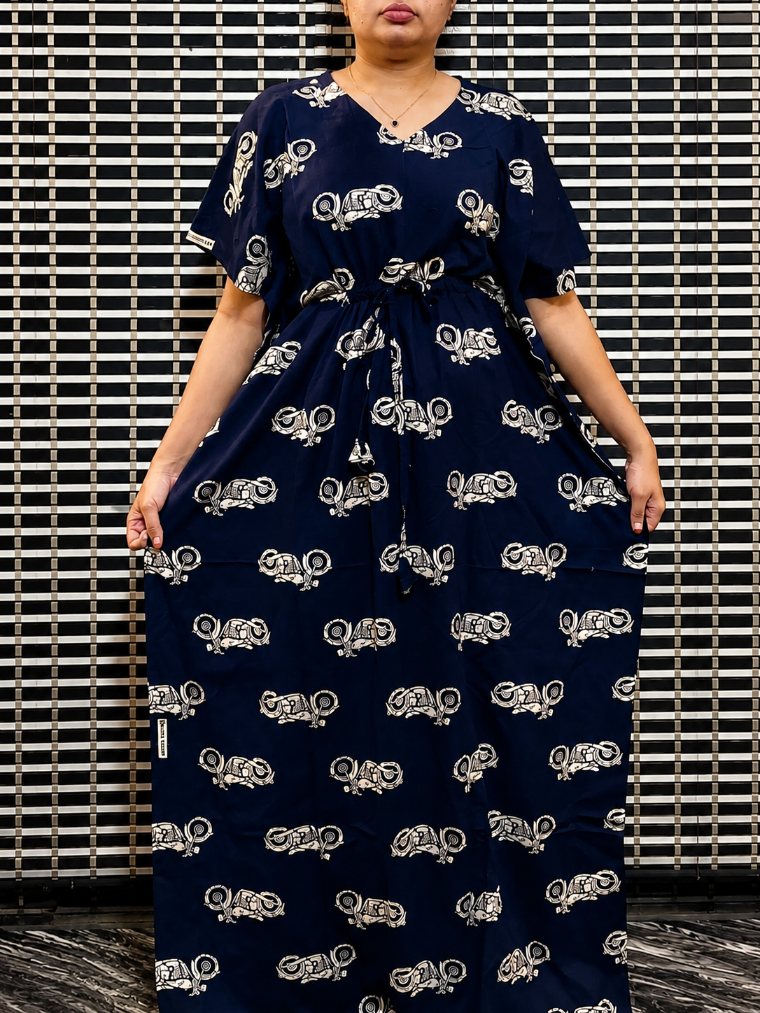 2026/08/98555.png Navy blue bullet Kaftan - Image 1