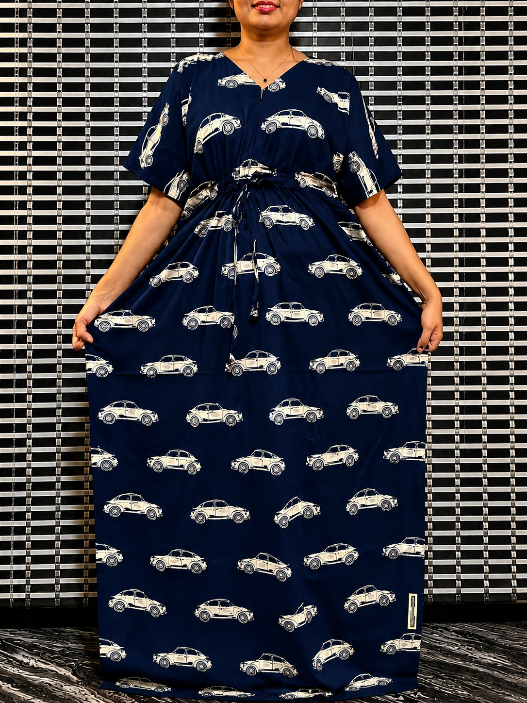 2026/08/98565.png Navy blue car Kaftan - Image 1