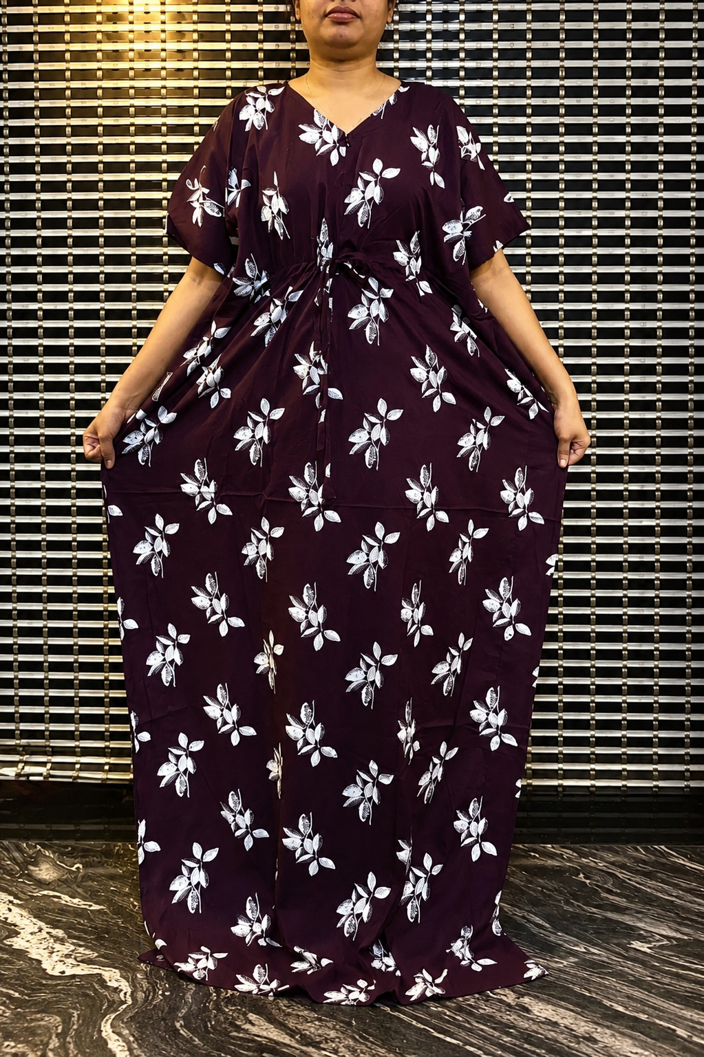 2026/08/98604.png Leaf print Kaftan - Image 1