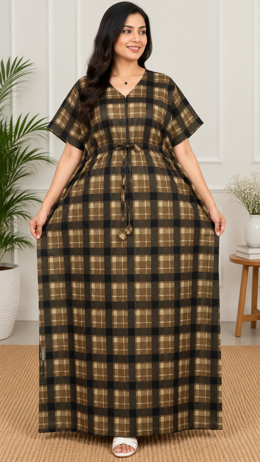 2026/09/110189.png Check Kaftan - Image 1
