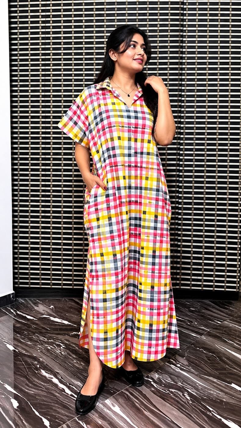 2026/09/118765.jpg Check shirt Kaftan - Image 1