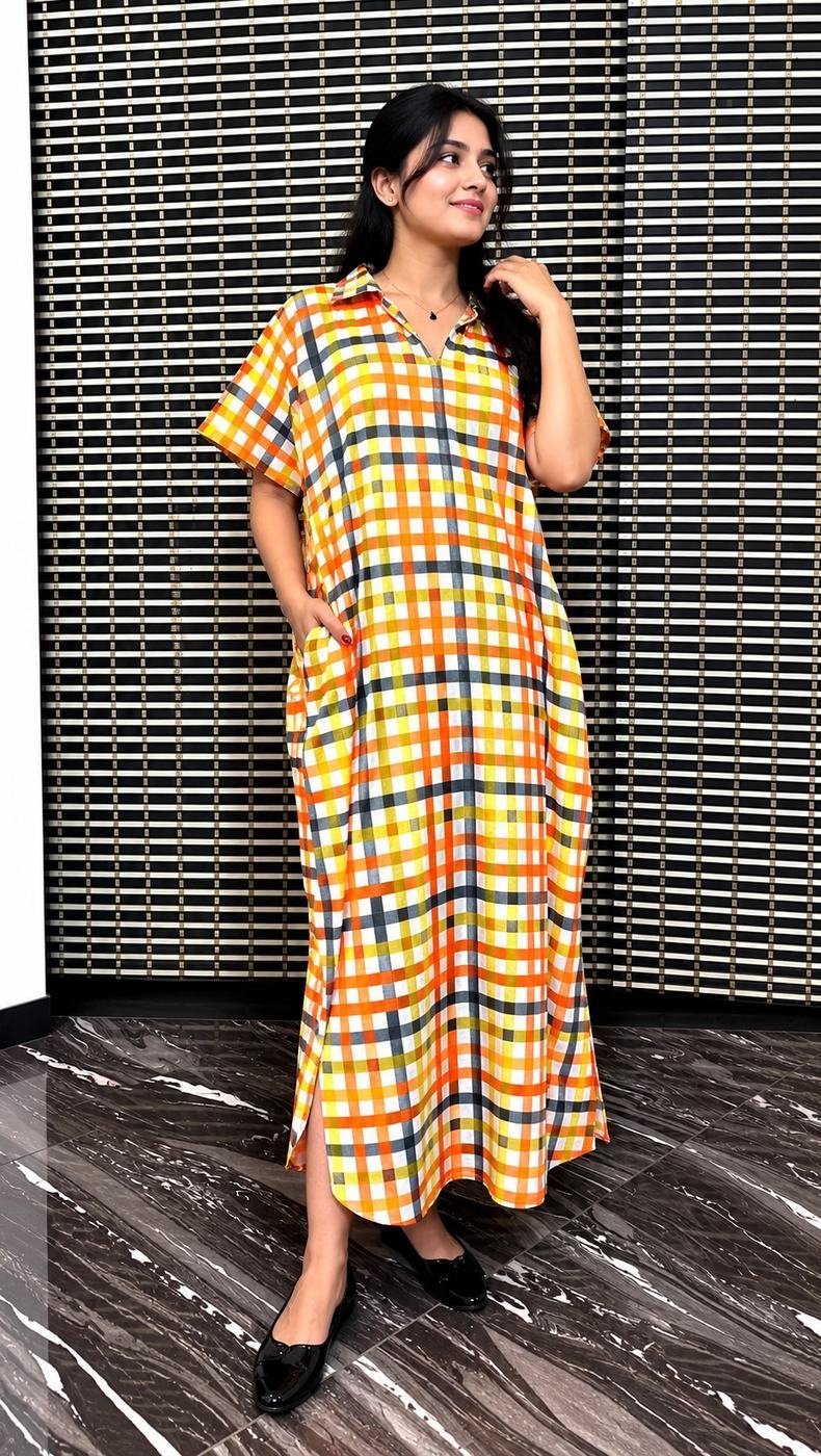2026/09/118766.jpg Check shirt Kaftan - Image 1