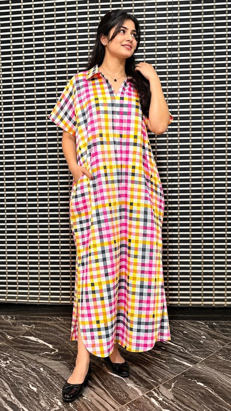 2026/09/118767.jpg Check shirt Kaftan - Image 1